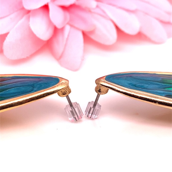 2/$10 Blue and Green Enamel Earrings - Picture 4 of 7